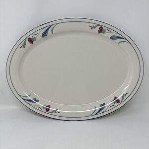 Lenox Poppies On Blue Chinastone Large Oval Serving Platter 14.25" X 10.5" USA